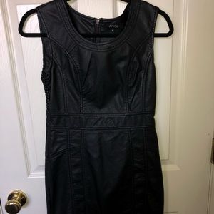 Black mini faux leather dress